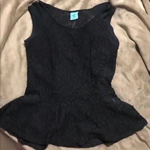 Black Lace Peplum Top